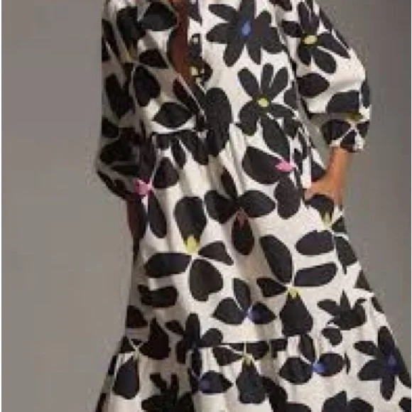 Anthropologie  Maeve The Bettina Tiered Shirt Dress Brand New! - Picture 3 of 7